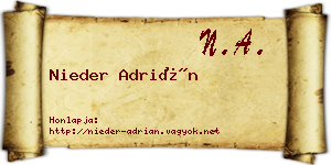 Nieder Adrián névjegykártya