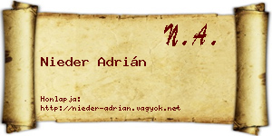 Nieder Adrián névjegykártya